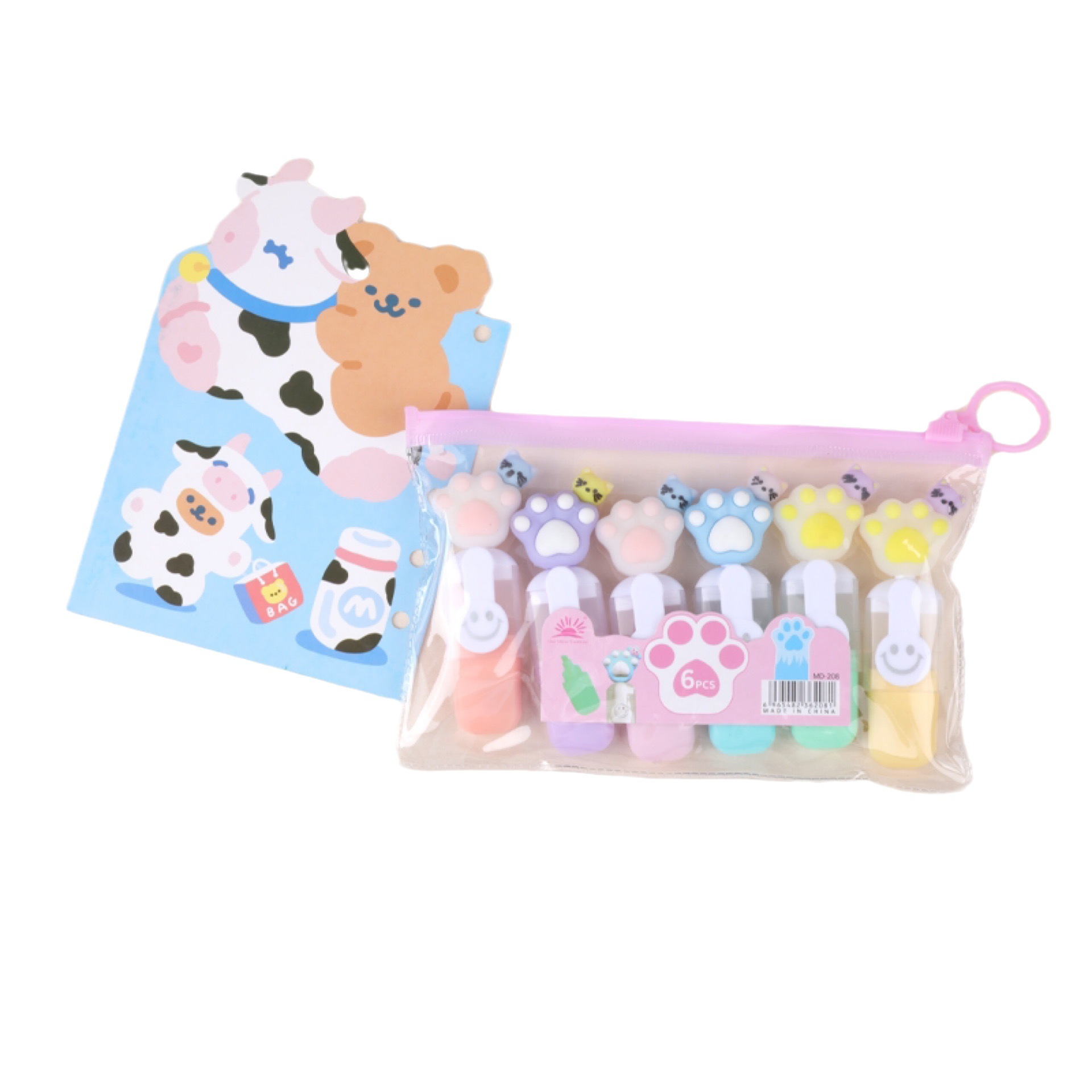 Chica gato garra forma ins mini 6 colores macaron resaltador traje color claro Estudiante marcador de color