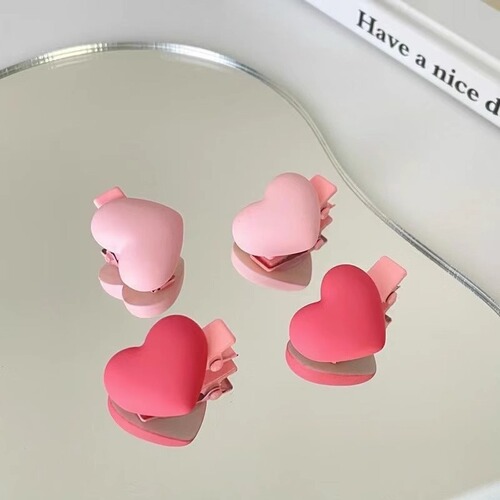 Pink hairpin dopamine frosted love small hairpin girl heart color clip sweet and cute hair accessories bangs side clip