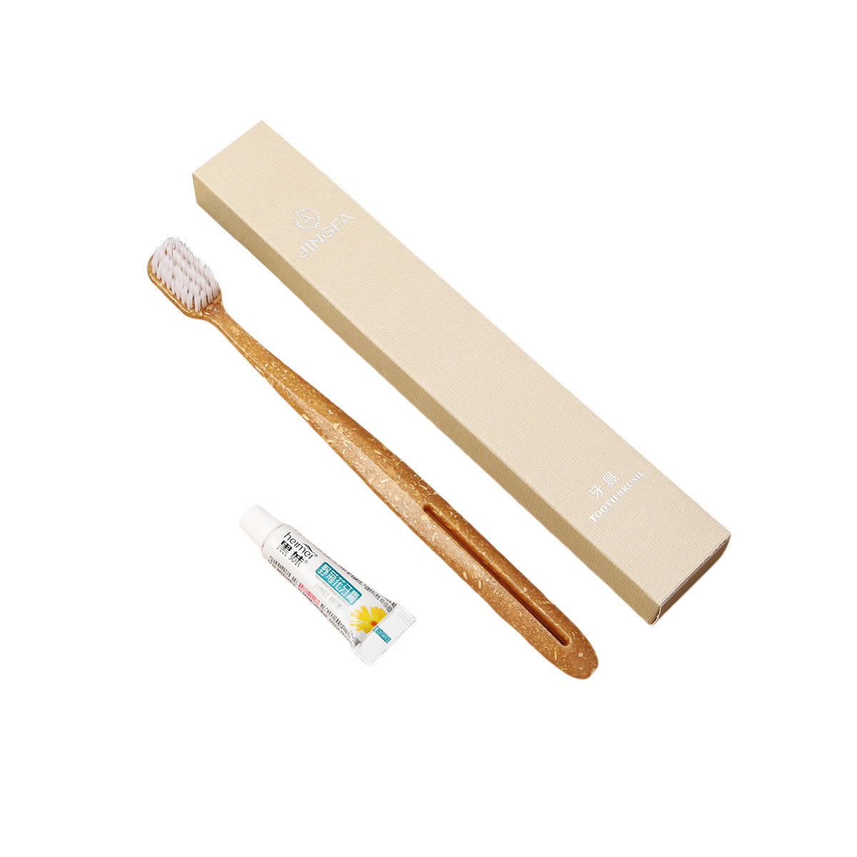 Hotel desechable cepillo de dientes de dientes de cabello suave conjunto de artículos de higiene beige caja de tarjetas estrella residencial hotel al por mayor