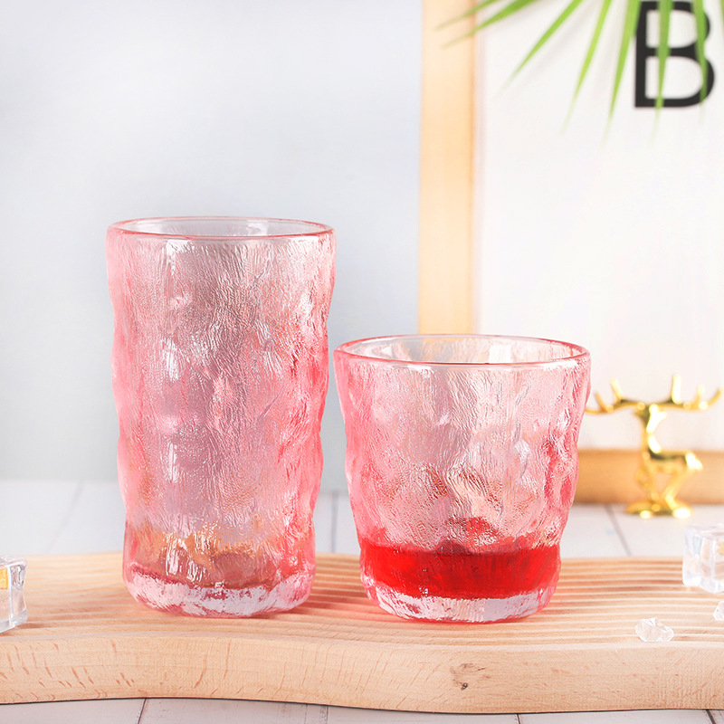 冰川纹玻璃杯 创意树皮纹变色水杯ins大口水杯 婚庆满月杯子批发