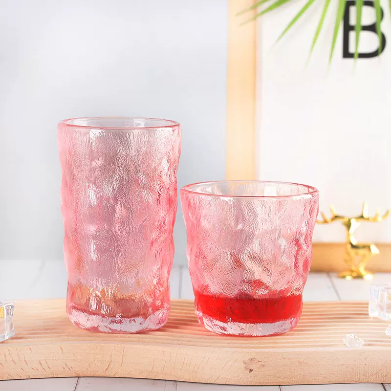 冰川纹玻璃杯 创意树皮纹变色水杯ins大口水杯 婚庆满月杯子批发