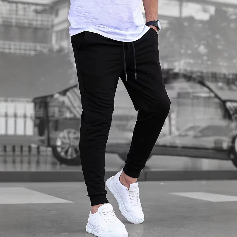 European Size Men's Multi-Pocket Drawstring Jogging Pants - Lightweight and Breathable, Suitable for Casual Running and Jogging