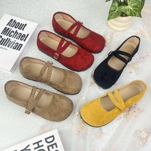 老北京布鞋女法式软底透气豆豆鞋复古单鞋轻便防滑妈妈鞋一件代发