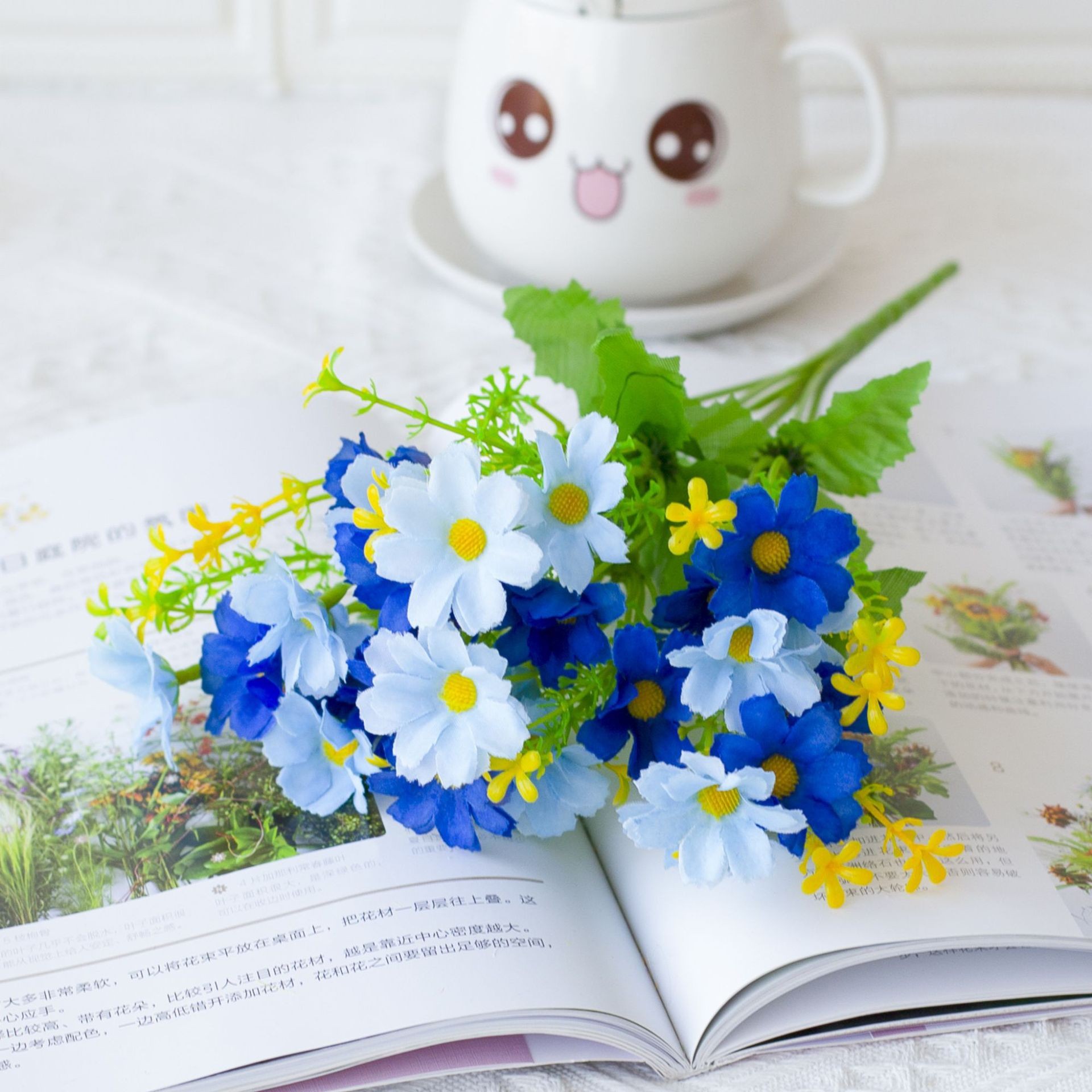 Artificial flower diy daisy jumping orchid artificial artificial flower 28 head home decoration silk flower outdoor engineering wild chrysanthemum