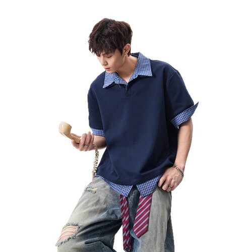 Academic-style Pique Polo Shirts for Men and Women - Summer High-End Couple's T-Shirts, Simple and Loose Short-Sleeve Tops