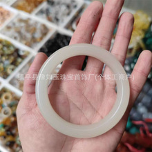 批发和田玉羊脂白玉胖圆条手镯女玛瑙玉髓平替琉璃镯送妈妈韩料白