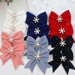 跨境欧美儿童合金水钻珍珠头饰 女孩V字 宝宝燕尾蝴蝶结发夹