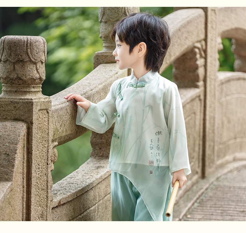Boy's Hanfu children's clothing 2024 New Spring boy's ancient style spring clothes improved national style Tang suit spring and autumn performance clothes