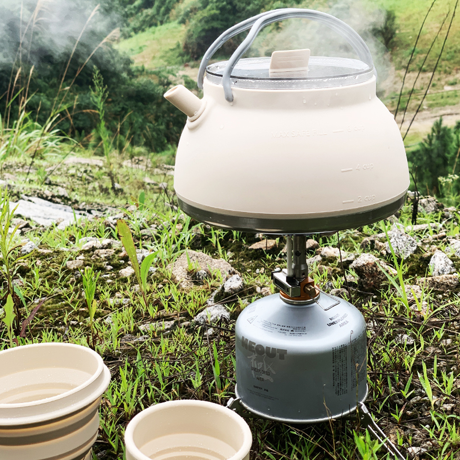 2024 Portable Silicone Folding Camping Kettle Outdoor Compressible Camping Pot Travel Silicone Coffee Pot