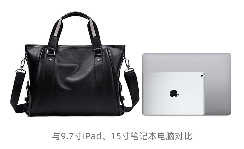 Túi xách tay nam da bò lớp đầu 15.6 inch dạng cặp công sở 39×7.5×28 cm — Màu đen chi tiết 12