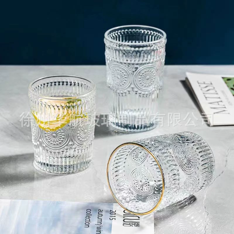 Retro transparent tea cup solar-powered, high quality coffee glass, internet celebrity