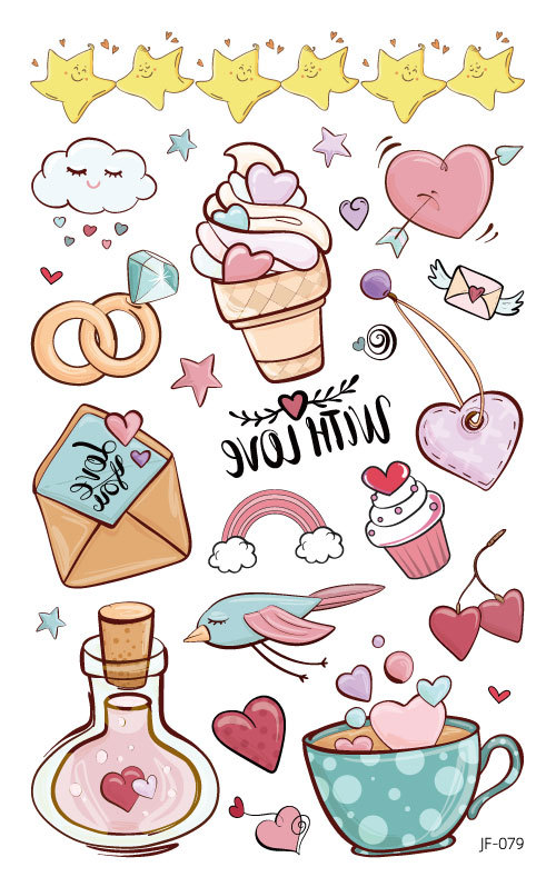 Nuevo Amazon impermeable brillo lindo Día de San Valentín tatuaje pegatinas niños oso vacaciones regalo tatuaje pegatinas