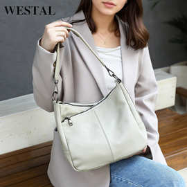 跨境新款时尚头层牛皮单肩包 真皮腋下包女大容量通勤女士斜挎包