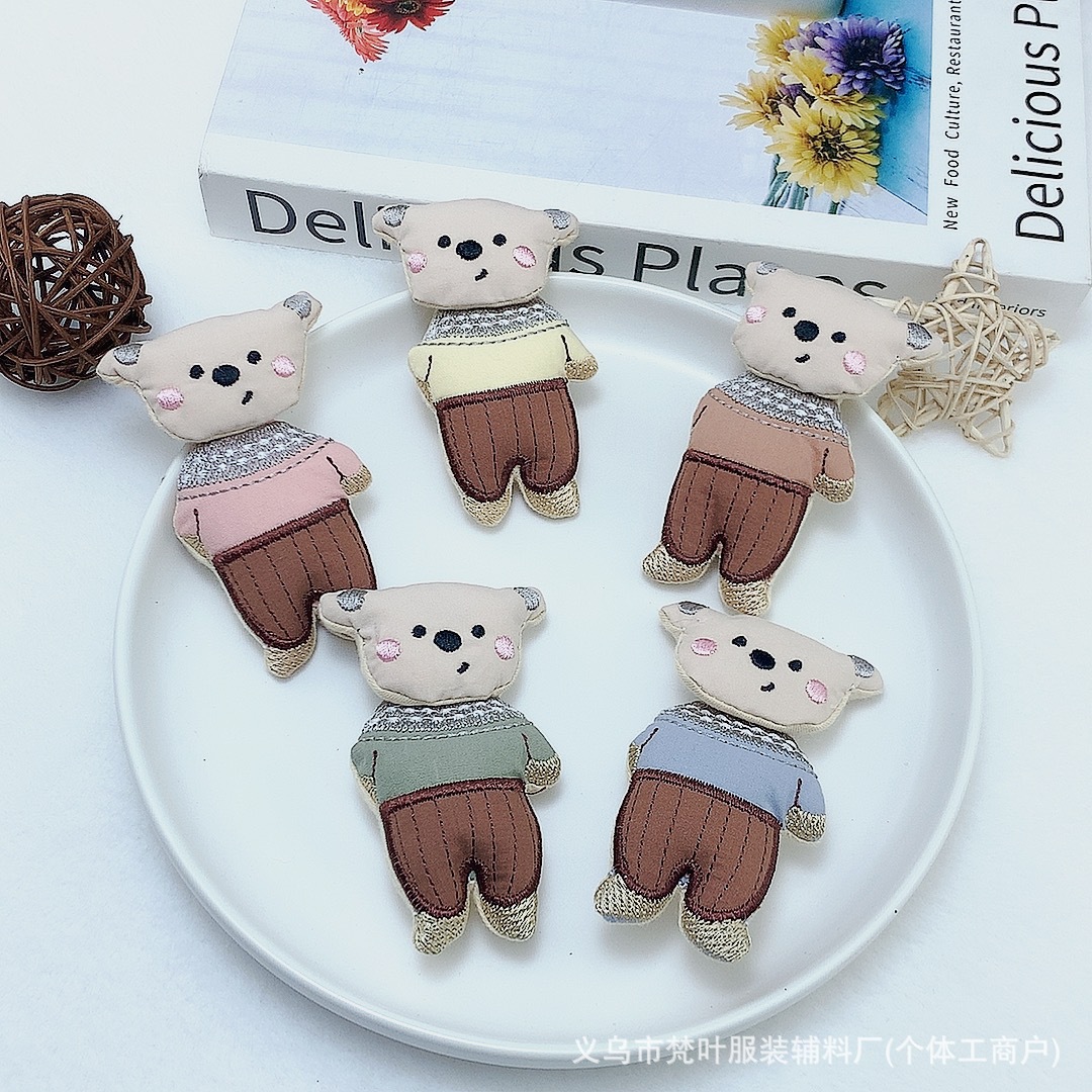 韩国布艺卡通连体小熊胸针项链发饰发夹头饰配件儿童衣服服装辅料