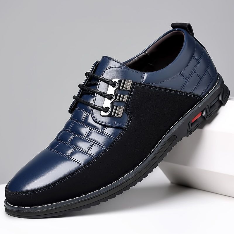 Men's round head men's casual shoes front lace-up casual shoes flat casual men's shoes_vogvips.com