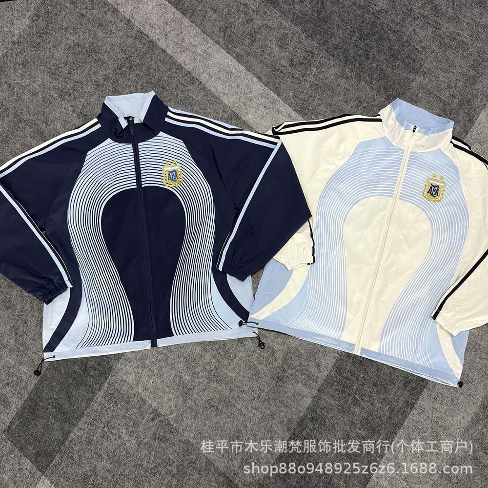 Vintage 2006 Argentina windbreaker football jacket, casual training and game wear, men's stand-up collar jacket, foreign trade dropshipping