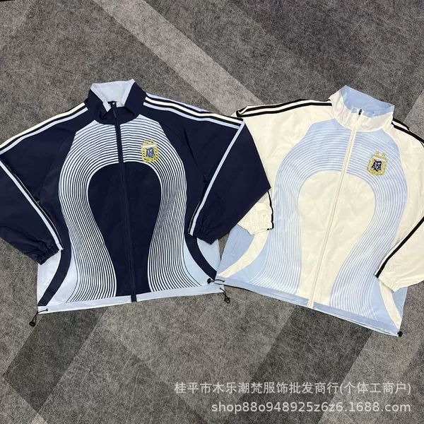 Vintage 2006 Argentina windbreaker football jacket, casual training and game wear, men's stand-up collar jacket, foreign trade dropshipping