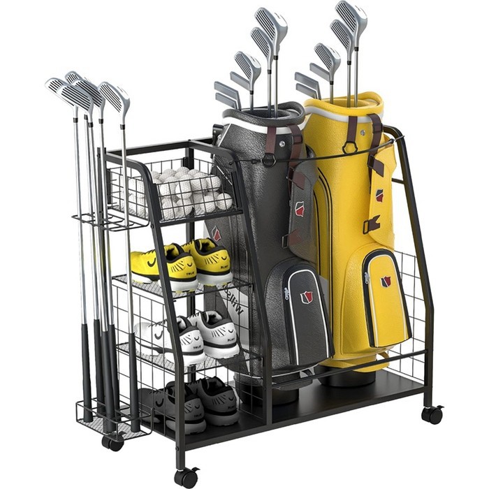 高尔夫球架高尔夫球杆展示架健身器材展架落地金属黑色收纳架子