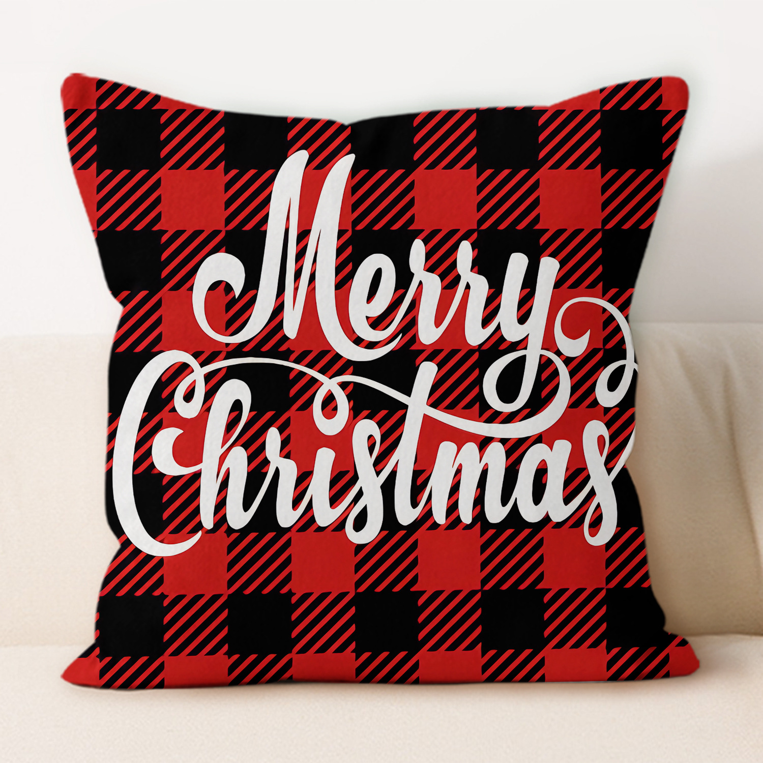 Amazon nuevo 2025 almohada de almuerzo almohada de oficina almohada de almuerzo almohada de cubierta de almohada de cuadrícula roja