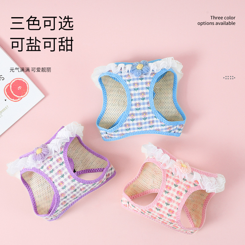 Cordón de tracción para mascotas, cordón de flores de encaje, cinturón de pecho para perros pequeños y medianos, perros, gatos y perros, cordón de perro ajustable para salir