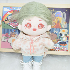 20cm Doll Clothing Set: White Sweatshirt Top and Pants, with 15cm/10cm Cotton Doll Tops and Jumpsuit Hats