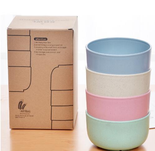 Juego de cuatro cuencos de paja de trigo para niños, cuencos para el hogar, regalos promocionales, cuencos prácticos para regalo, vajilla gratuita, material ecológico