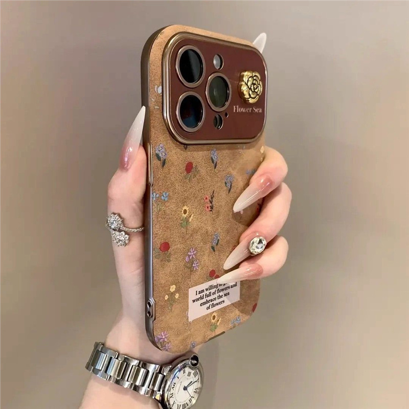 Suitable for Huawei Mate70 Mobile Phone Case with High Appearance and Appearance Control Huaweimate60Pro Design Brown Small Floral