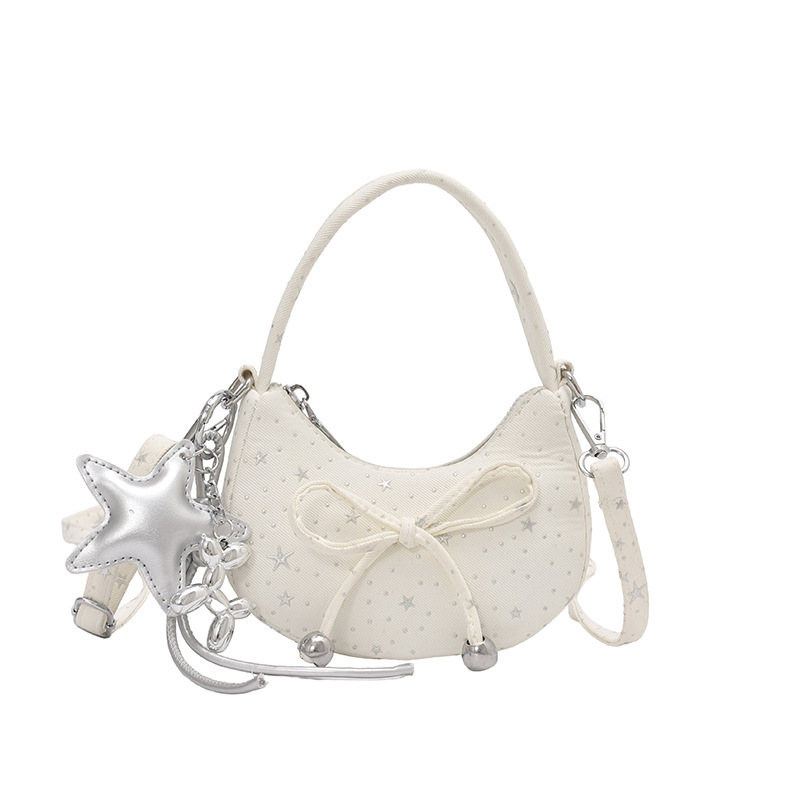 Fresco dulce arco bolso de niña pequeña mini bolso de hombro para niños nuevo bolso de media luna roja de aire extranjero