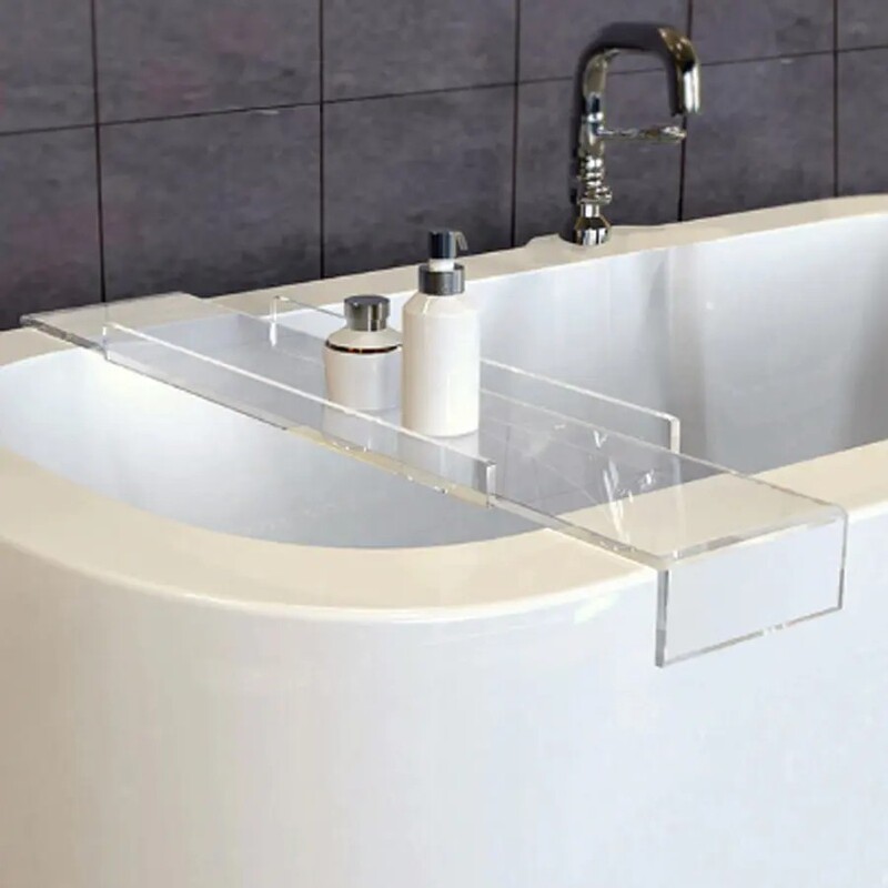 Customized Acrylic Transparent Extended Thickeneded Rectangular Tray Bathroom Bathroom Bathtub Support Storage Tray