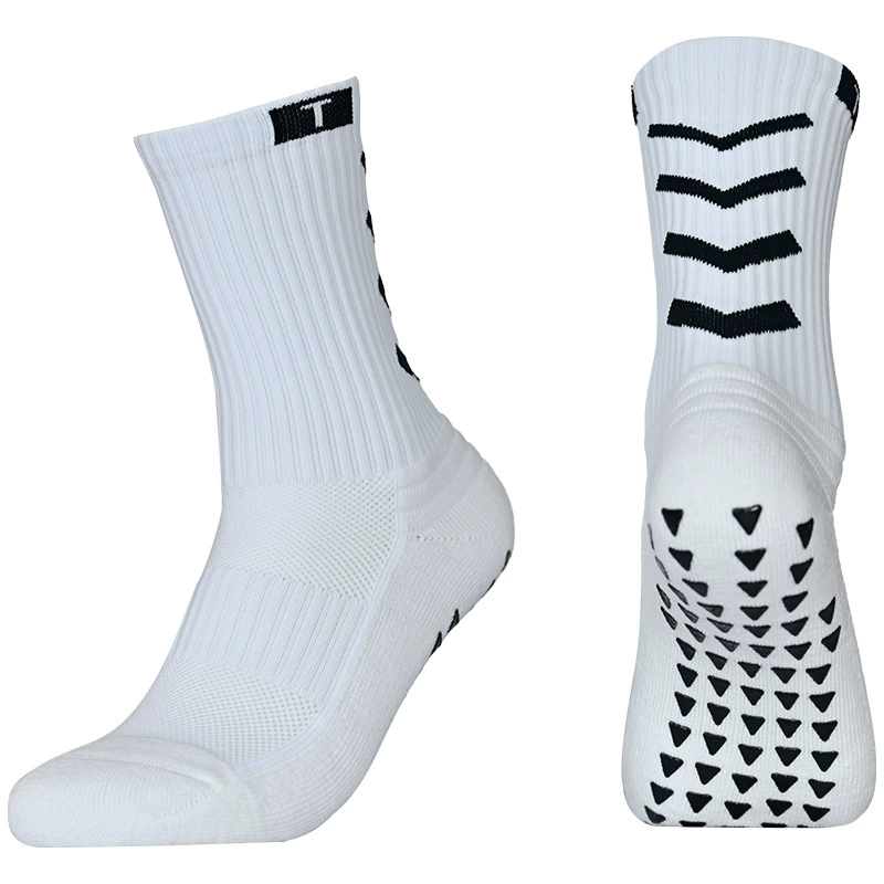 Нескользящие футбольные носки, мужские спортивные носки средней длины, профессиональные утолщенные футбольные носки с махровой подошвой, впитывающие пот, противоскользящие футбольные спортивные футбольные носки