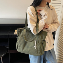 大容量包包女秋冬新款休闲灯芯绒托特包百搭条绒学生通勤单肩大包