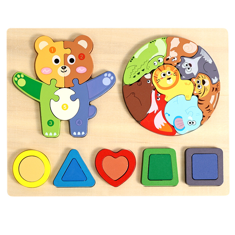 Nuevos productos de forma geométrica puzzle animal digital tridimensional puzzle tablero de dibujo de la educación temprana puzzle forma emparejada bloques de construcción