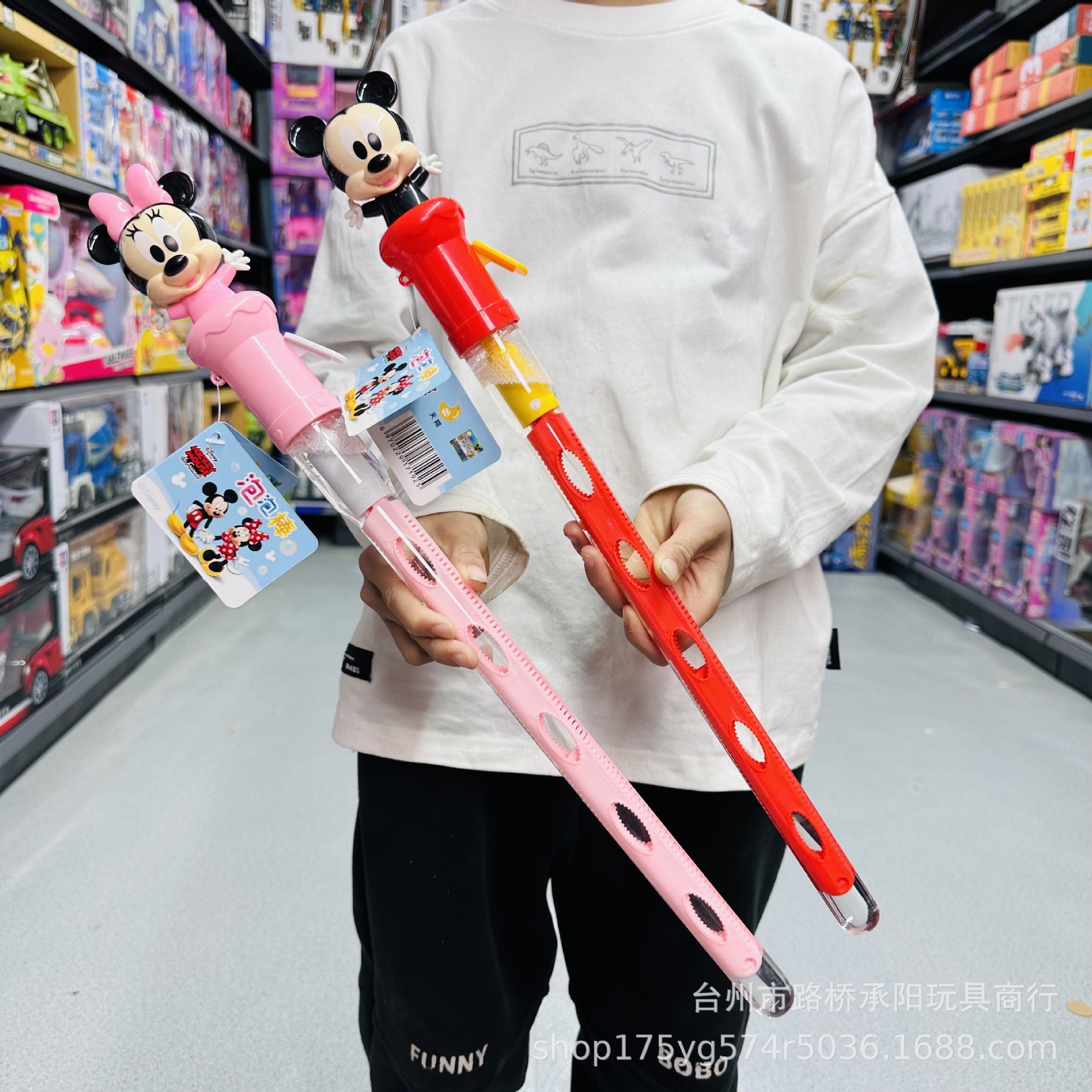 Varita de burbujas Disney Minnie & Mickey – juguete manual grande con líquido recargable, ideal para niños