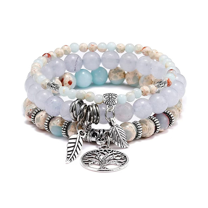 Bracelet arbre de vie plume avec pierres turquoise bohème_voghion.com