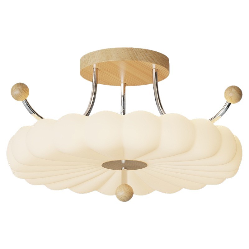 Lámpara de corona de estilo de tronco de espectro completo estilo crema retro Lámpara de techo de dormitorio de protección ocular de restaurante medieval francés