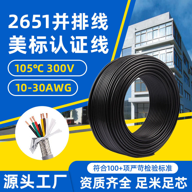 东莞工厂2651并排线9P~60P 105℃ PVC绝缘电脑工控板信号扁平线