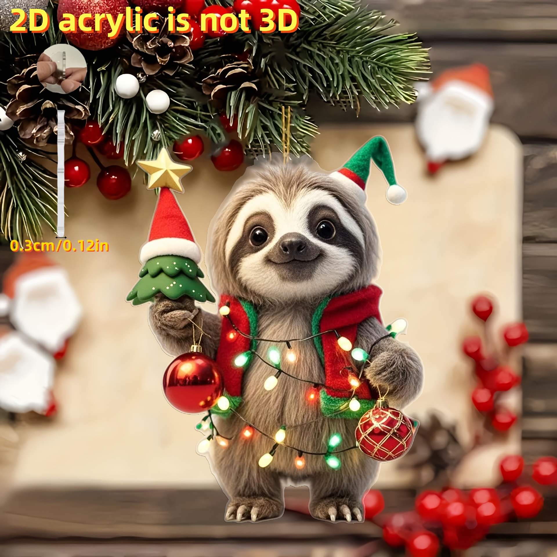 Colgantes transfronterizos nuevos perros de Navidad pequeños animales colgantes 2D acrílico colgantes de decoración espejo retrovisor