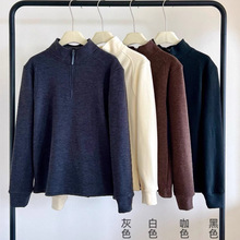 男女同款百搭休闲t立领温柔双面加绒女秋冬加厚羊毛呢外套大衣