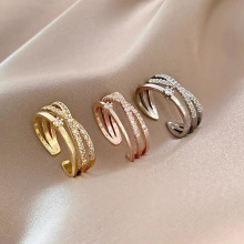 小众轻奢简约交叉戒指女ins时尚个性网红学生食指指环开口可调节