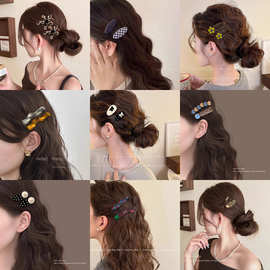 韩系秋冬小香风发夹高级感碎发刘海夹时尚气质侧边一字夹发卡头饰