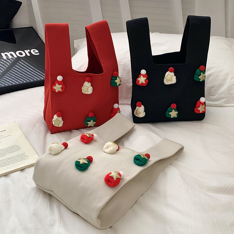Bolso de mochila para mujeres versátil 2025 nuevo bolso de regalo de navidad sombrero tridimensional bolso de punto bolso de hombro