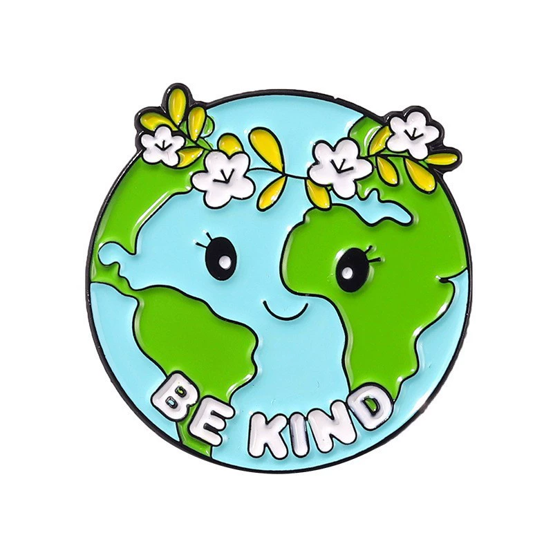 Экологичные эмалевые булавки-подвески, медали Earth-Love, зелёные экологические значки круглые, assorted designs
