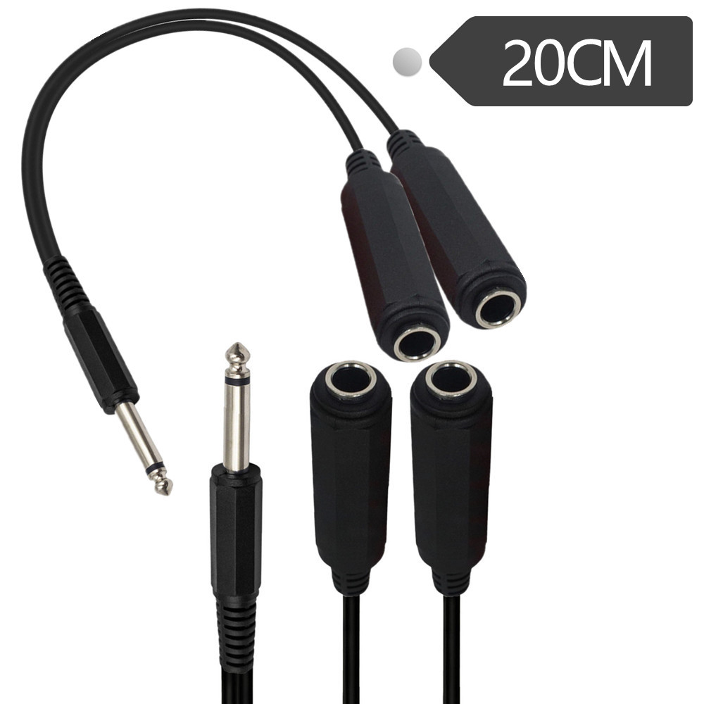 6.35MONO M-2*6.35SP F音频连接线TRS大三芯公转双母三芯6.35插头