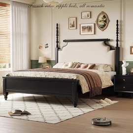 1.8米主卧室双人大床1.5米公主床家用气压储物高箱床法式实木床