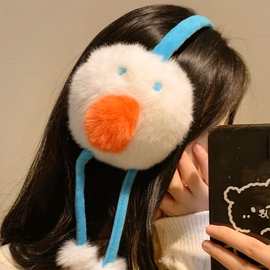可爱雪人毛绒绒耳罩女冬季保暖耳暖护耳套耳包耳捂子耳帽骑行防冻