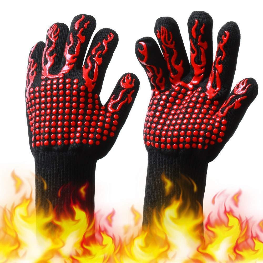 Guantes Aislantes en Existencia, Resistentes a Altas Temperaturas de hasta 500 Grados, Engrosados, Ignífugos, Guantes de Aramida Resistentes al Calor y Antiescaldaduras para Barbacoa EN407