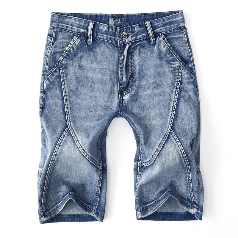 Men's Clothing Summer Thin Ripped Denim Shorts Loose Fit Korean Style Slim Pants Trendy Five Point Seven Point Fashion_mkmklike.com