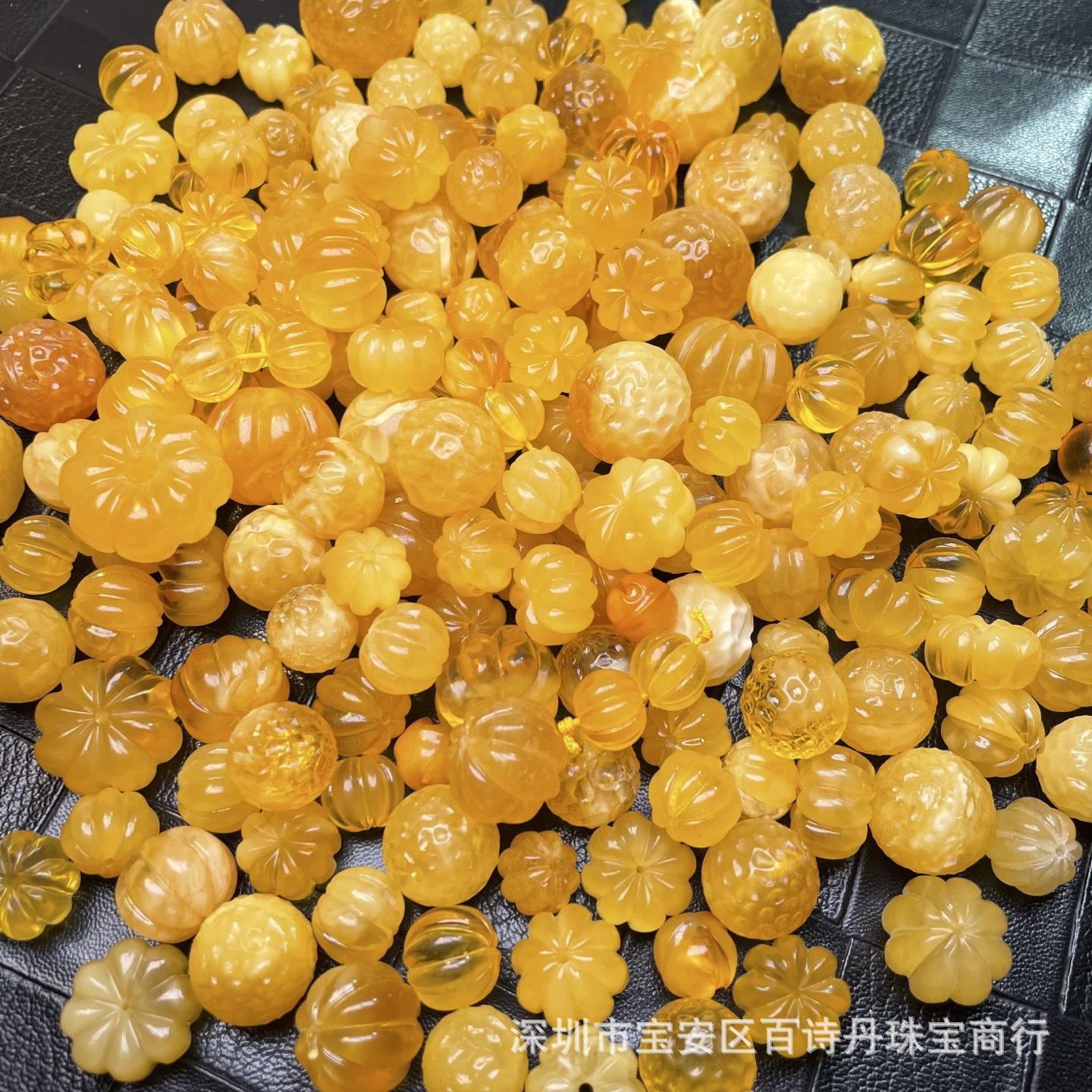 源头蜜蜡工厂 原矿琥珀蜜蜡南瓜珠 火星珠直径10-23mm品质好DIY款