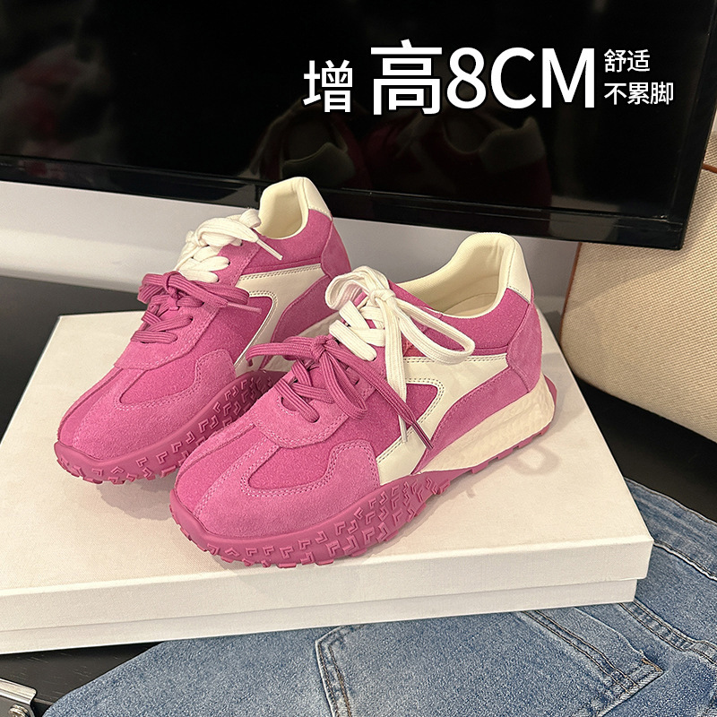 Genuine Leather 7.5cm Inner Heightening Moral Training Shoes for Women Thick-Soled Spring and Summer Style Small Retro Casual Sports Shoes Dad Shoes Genuine Leather 7.5cm Inner Heightening Moral Training Shoes for Women Thick-Soled Spring and Summer Style Small Retro Casual Sports Shoes Dad Shoes