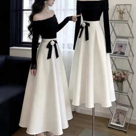 2026年新款穿搭套装春季高级感好看气质复古黑色上衣半裙两件套